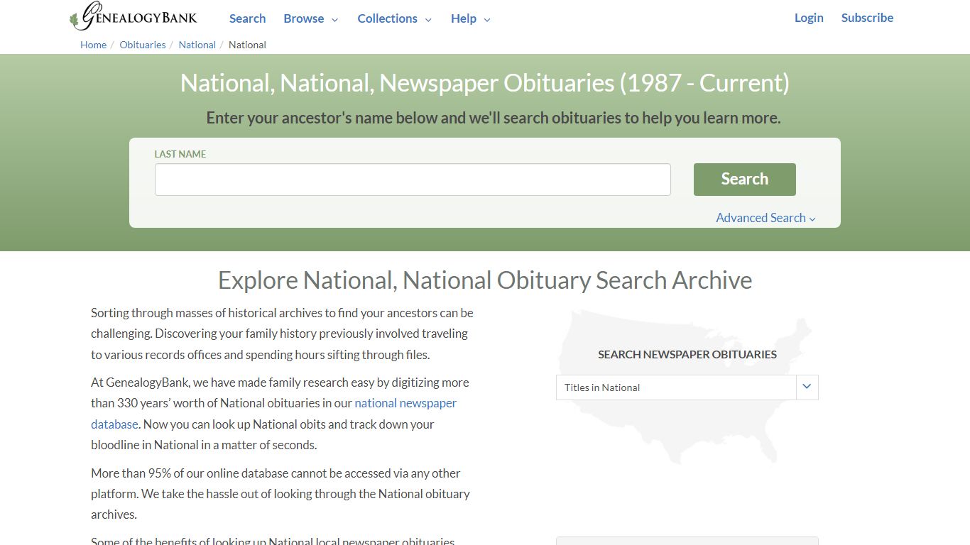 National Obituary Archive Search | GenealogyBank